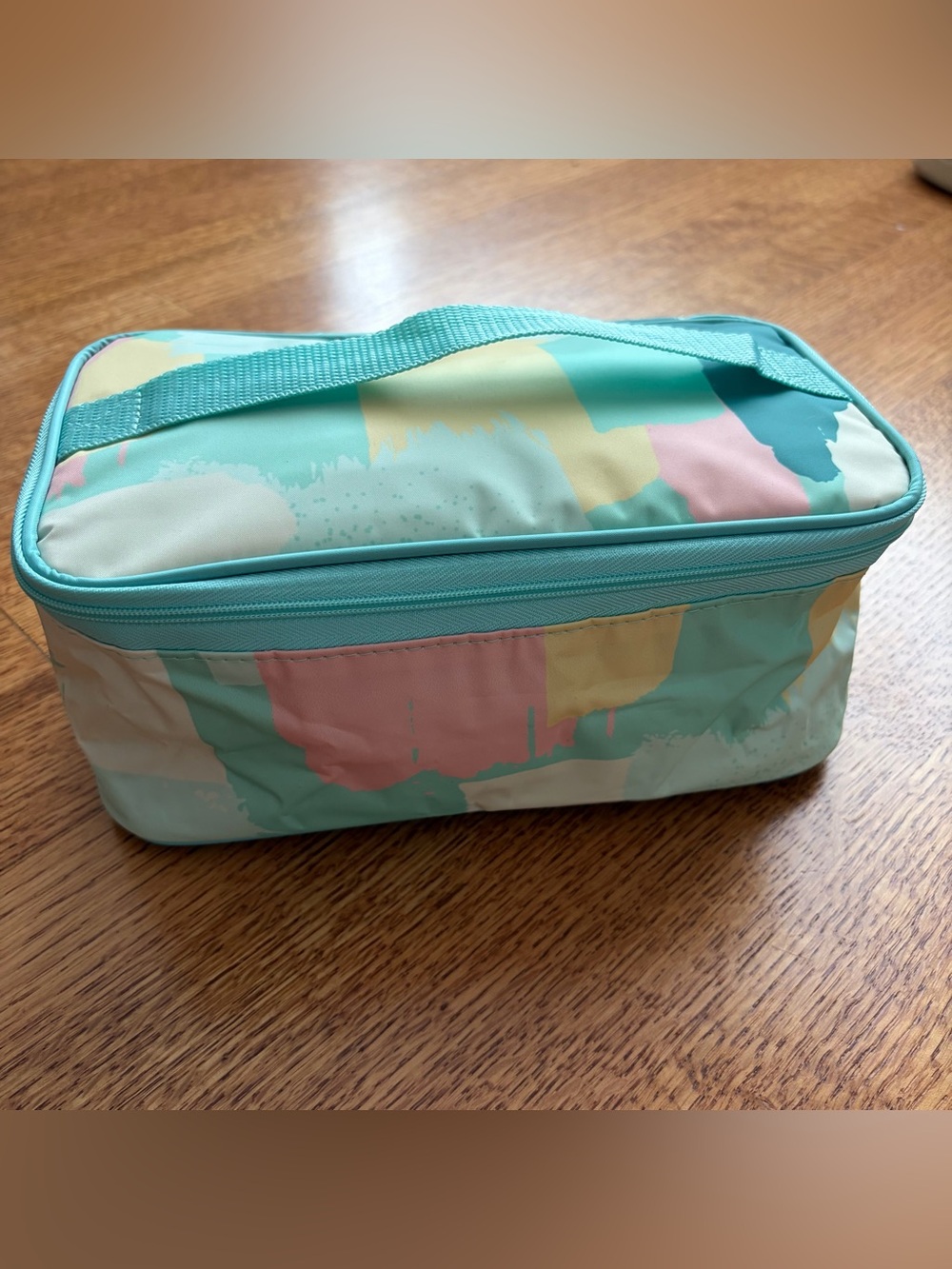 Thirty-One Glamour Case Painted Streaks Abstract Pastel Travel Cosmetic Bag NWOT